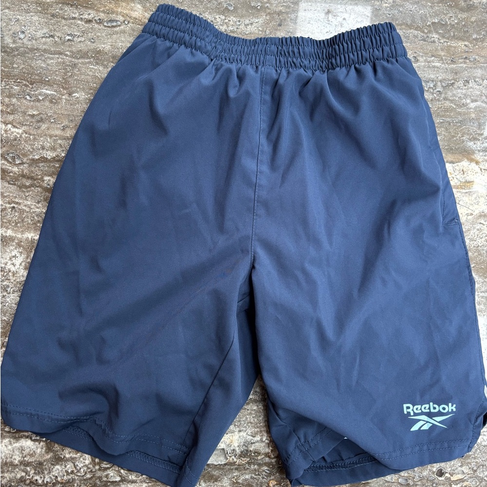 Kids Reebok Light Blue and Navy Sports Shorts